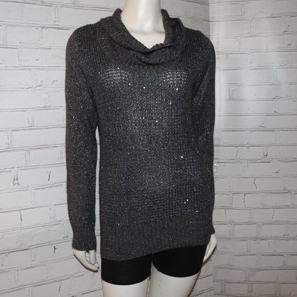Beautiful gray knitted sparkling cowl neck sweater from by & by Size XL - Picture 4 of 5